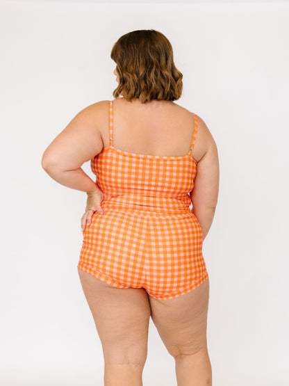 Orange Gingham Retro Boy Short
