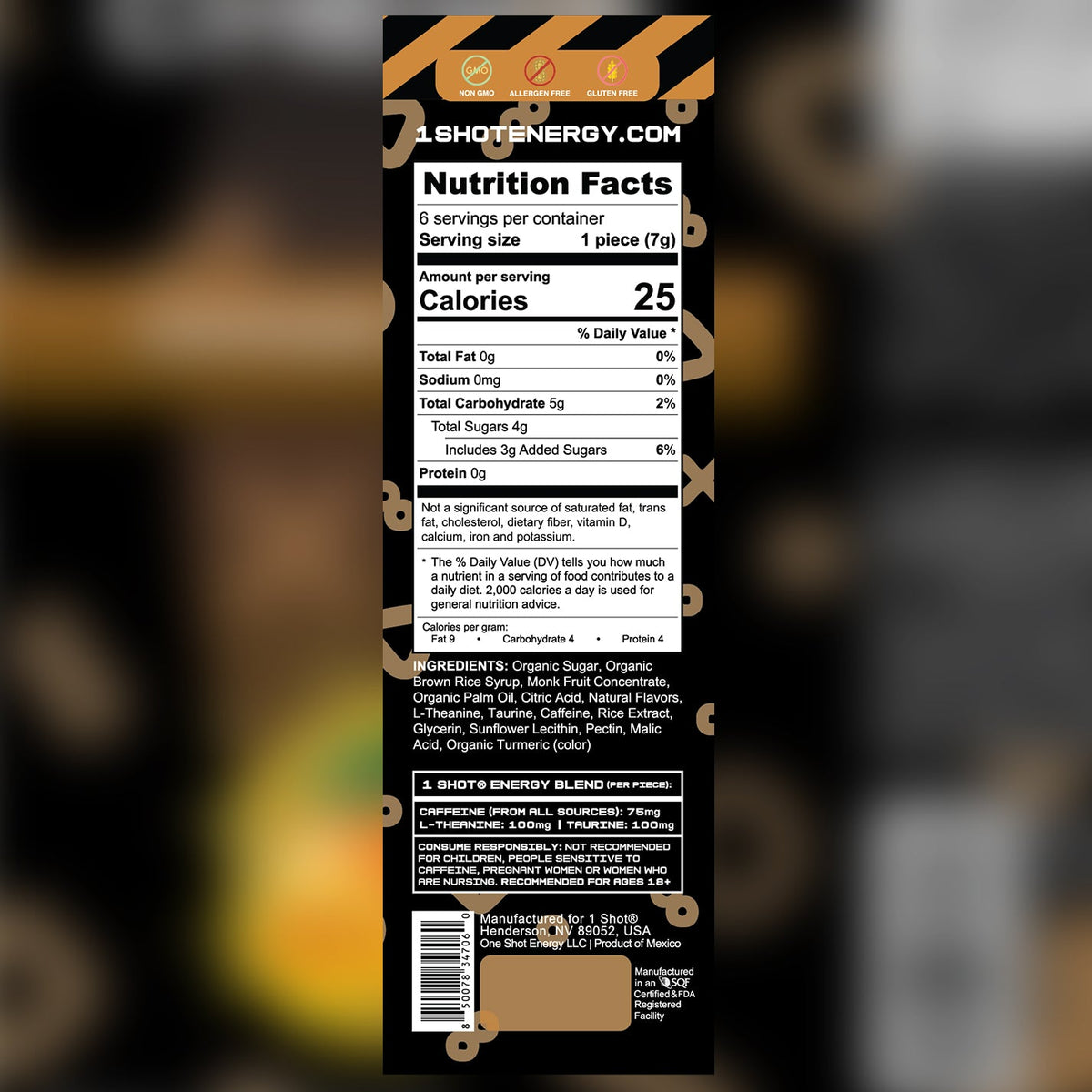 Orange Mango Energy Chews (6 Piece Sleeve)