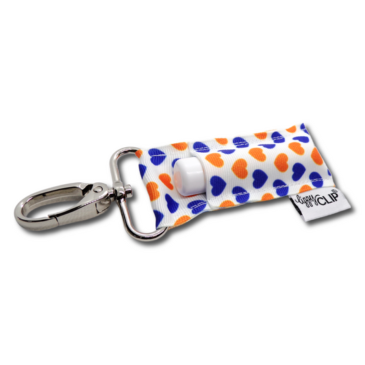 Orange and Blue Hearts LippyClip® Lip Balm Holder