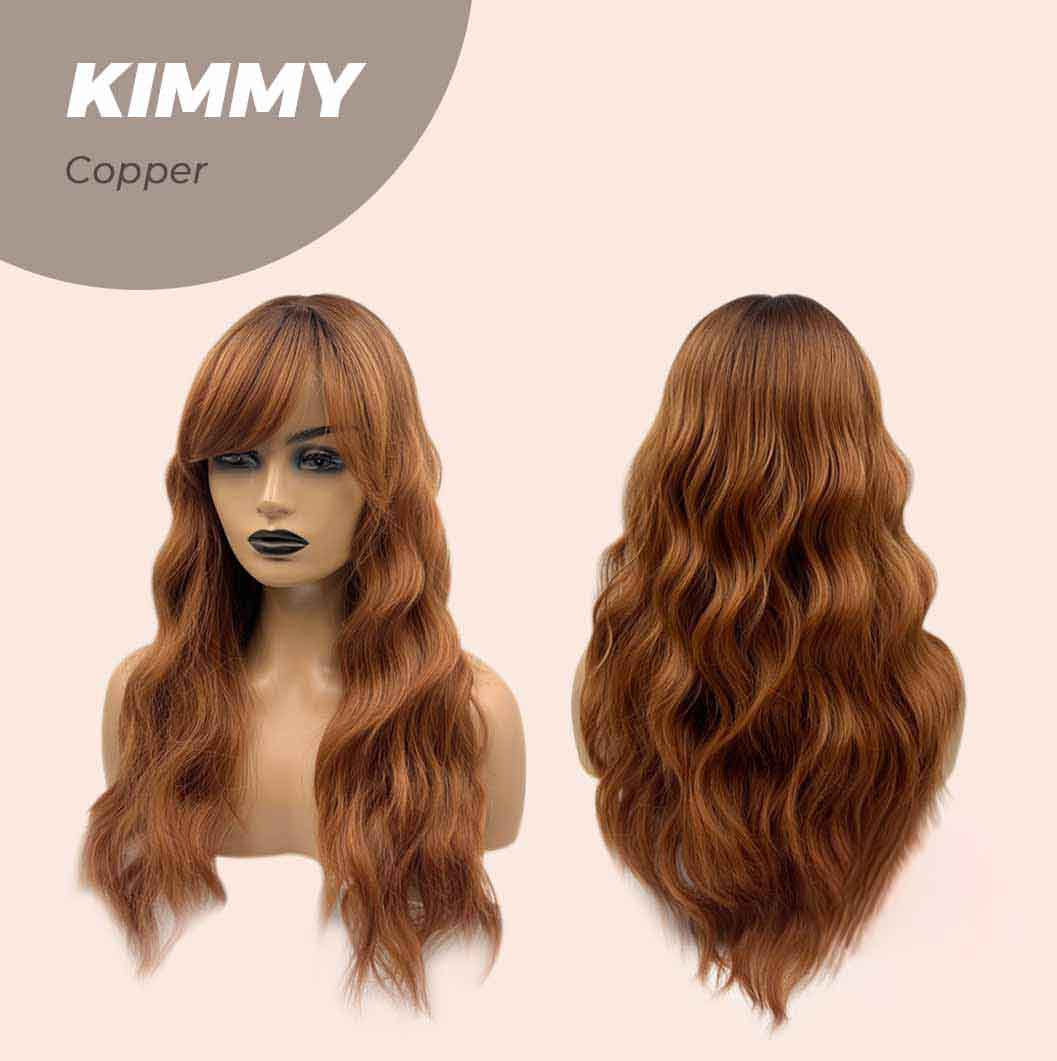 JBEXTENSION 24 Inches Copper Body Wave With Bangs Wig KIMMY COPPER