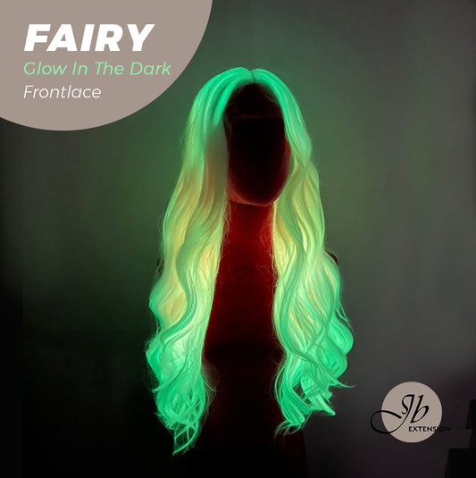 JBextension GLOW IN THE DARK 26 Inches Curly Rainbow Color Frontlace Glueless Wig FAIRY
