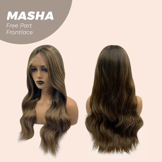 JBEXTENSION 26 Inches Ombre Brown Wave Lace Front Wig.Pre Plucked 6*14 HD Transparent Lace Frontal Glueless Wig MASHA