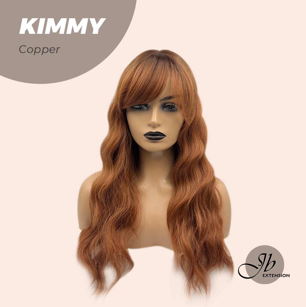 JBEXTENSION 24 Inches Copper Body Wave With Bangs Wig KIMMY COPPER