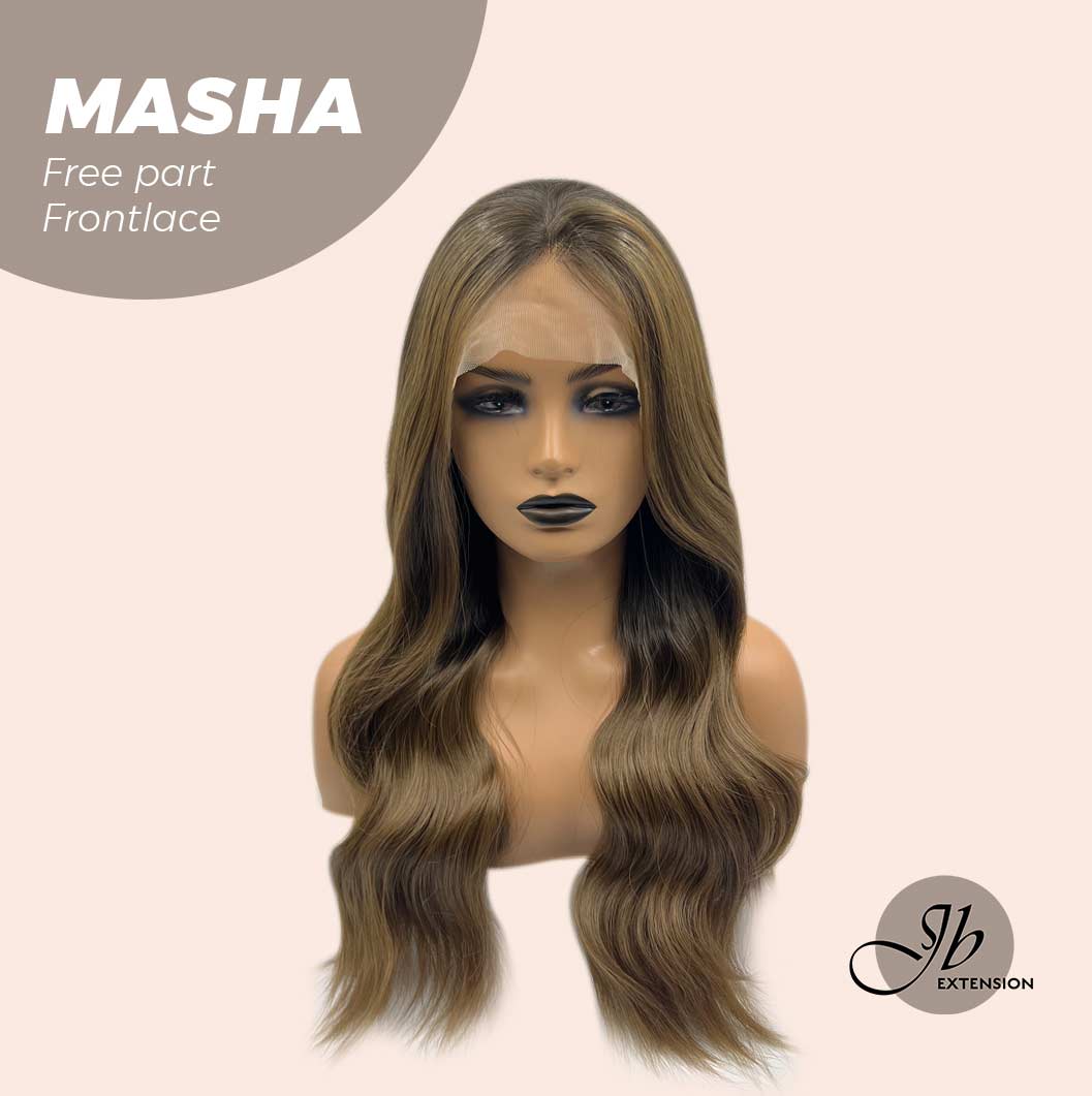 JBEXTENSION 26 Inches Ombre Brown Wave Lace Front Wig.Pre Plucked 6*14 HD Transparent Lace Frontal Glueless Wig MASHA