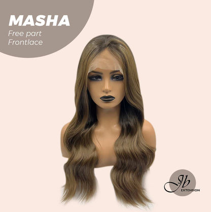 JBEXTENSION 26 Inches Ombre Brown Wave Lace Front Wig.Pre Plucked 6*14 HD Transparent Lace Frontal Glueless Wig MASHA