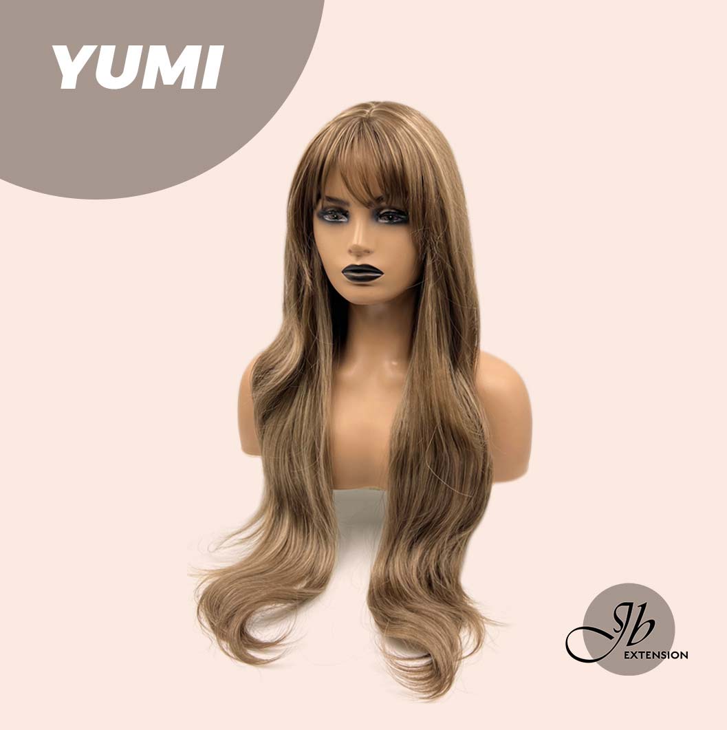 JBEXTENSION 30 Inches Long Light Brown With Highlight Wig With Bangs YUMI