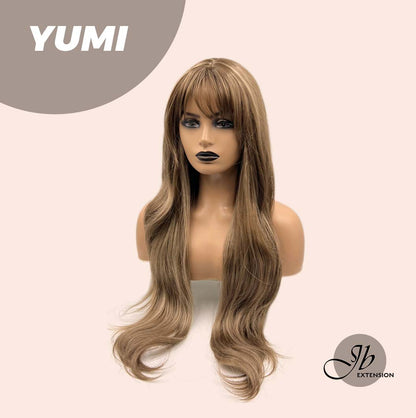 JBEXTENSION 30 Inches Long Light Brown With Highlight Wig With Bangs YUMI