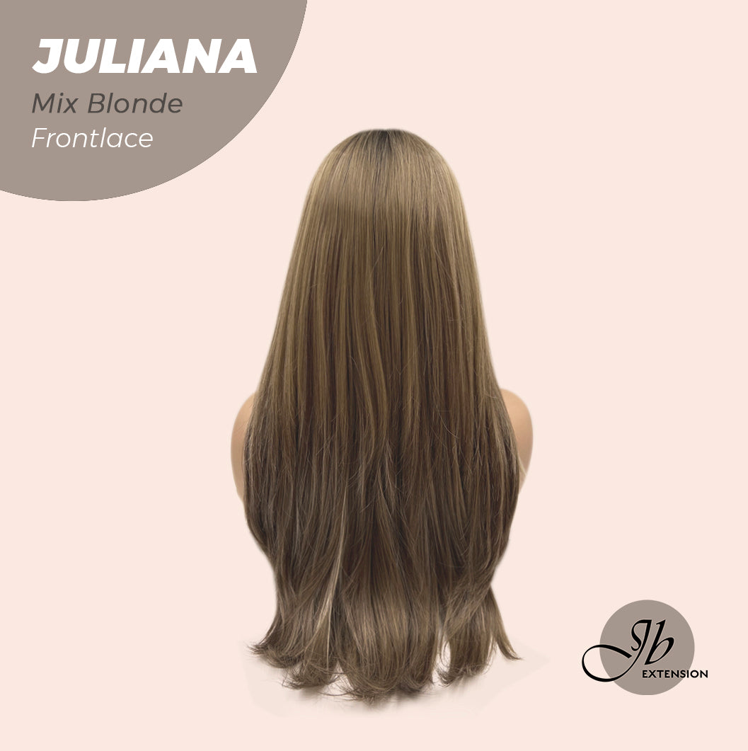 JBEXTENSION 26 Inches Wolf Cut Brown With Blonde Highlight Frontlace Glueless Wig JULIANA MIX BLONDE