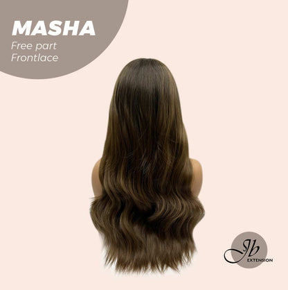 JBEXTENSION 26 Inches Ombre Brown Wave Lace Front Wig.Pre Plucked 6*14 HD Transparent Lace Frontal Glueless Wig MASHA
