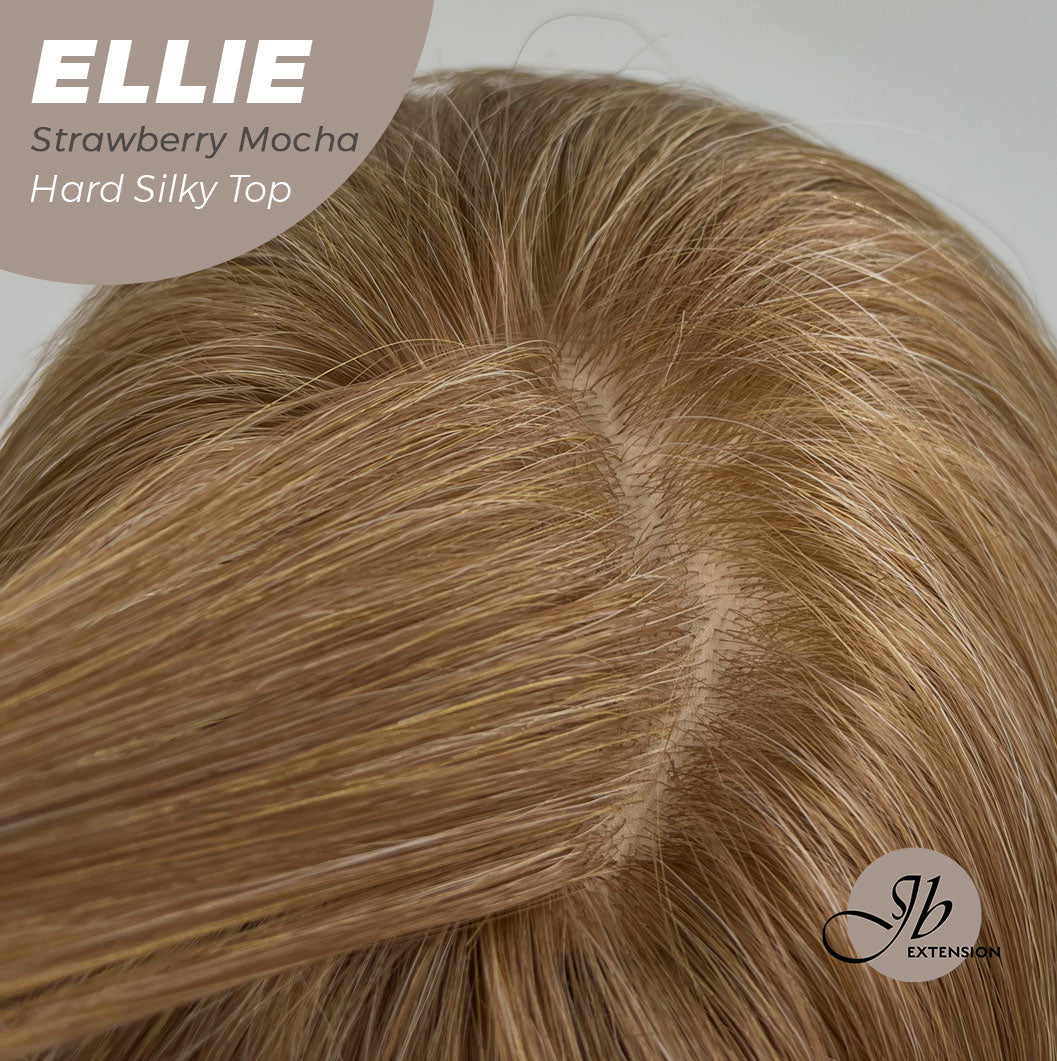 JBEXTENSION 26 Inches Scalpiana Strawberry Mocha Wolf Cut 3.5X4 Hard Silky Top Natural Scalp Effect Wig With Bangs ELLIE STRAWBERRY MOCHA Silk Top
