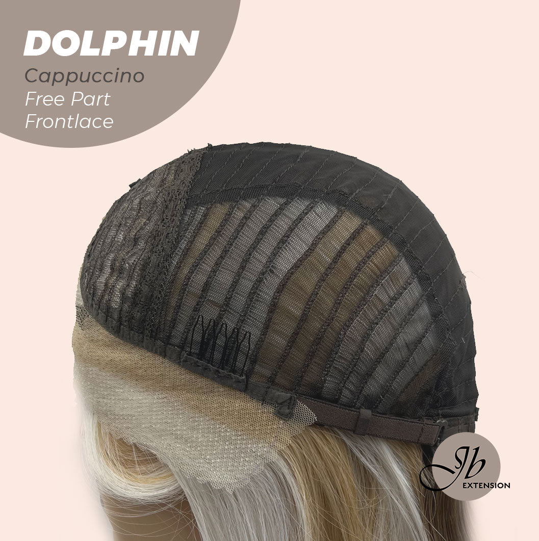 JBEXTENSION 12 Inches Bob Cut Mix Color With Blonde Brown Highlight Free Part Pre-Cut Frontlace Glueless Wig DOLPHIN CAPPUCCINO