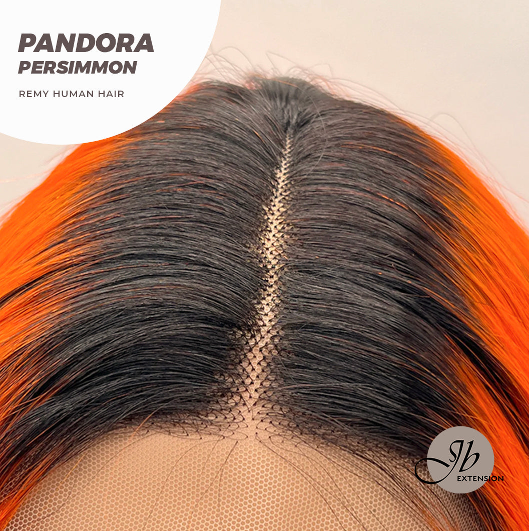 JBEXTENSION 12 Inches Bob Cut Frontlace Real Huaman Hair Crazy Color Wig PANDORA-PERSIMMON