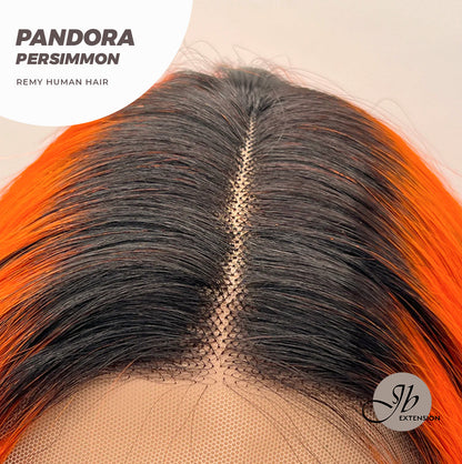 JBEXTENSION 12 Inches Bob Cut Frontlace Real Huaman Hair Crazy Color Wig PANDORA-PERSIMMON