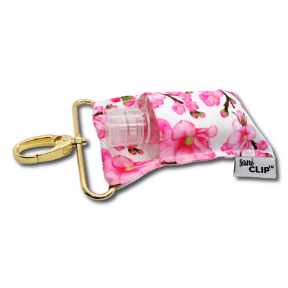 Pink Cherry Blossoms SaniClip Hand Sanitizer Holder - made to order