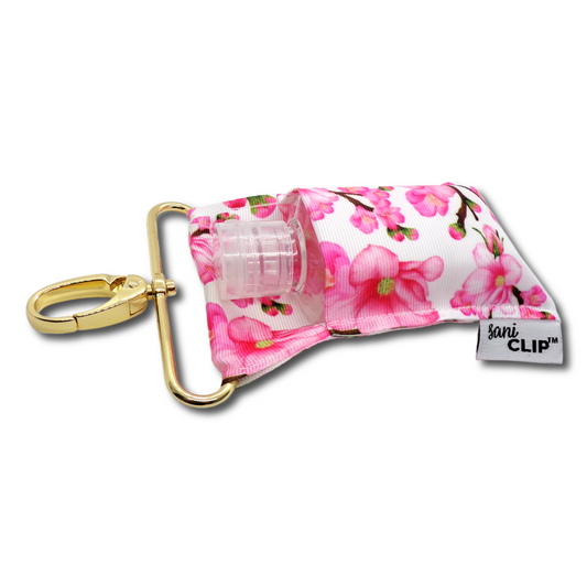 Pink Cherry Blossoms SaniClip Hand Sanitizer Holder - made to order