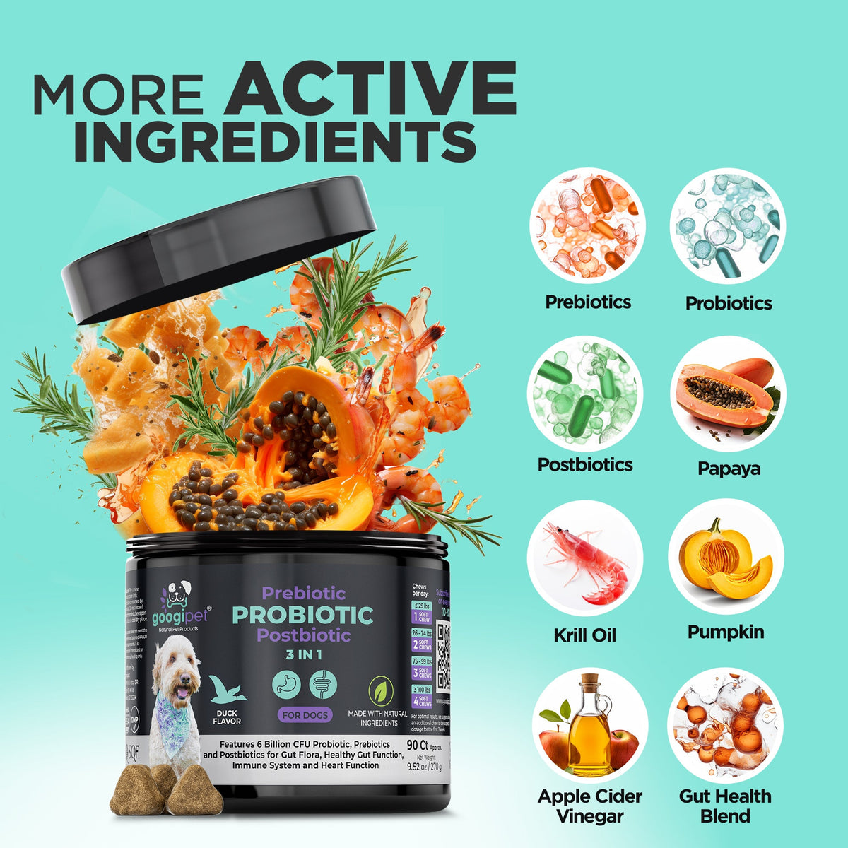 Masticables probióticos 3 en 1 para perros