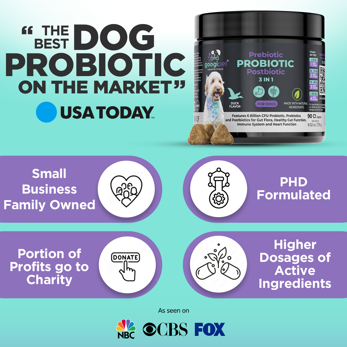 Masticables probióticos 3 en 1 para perros