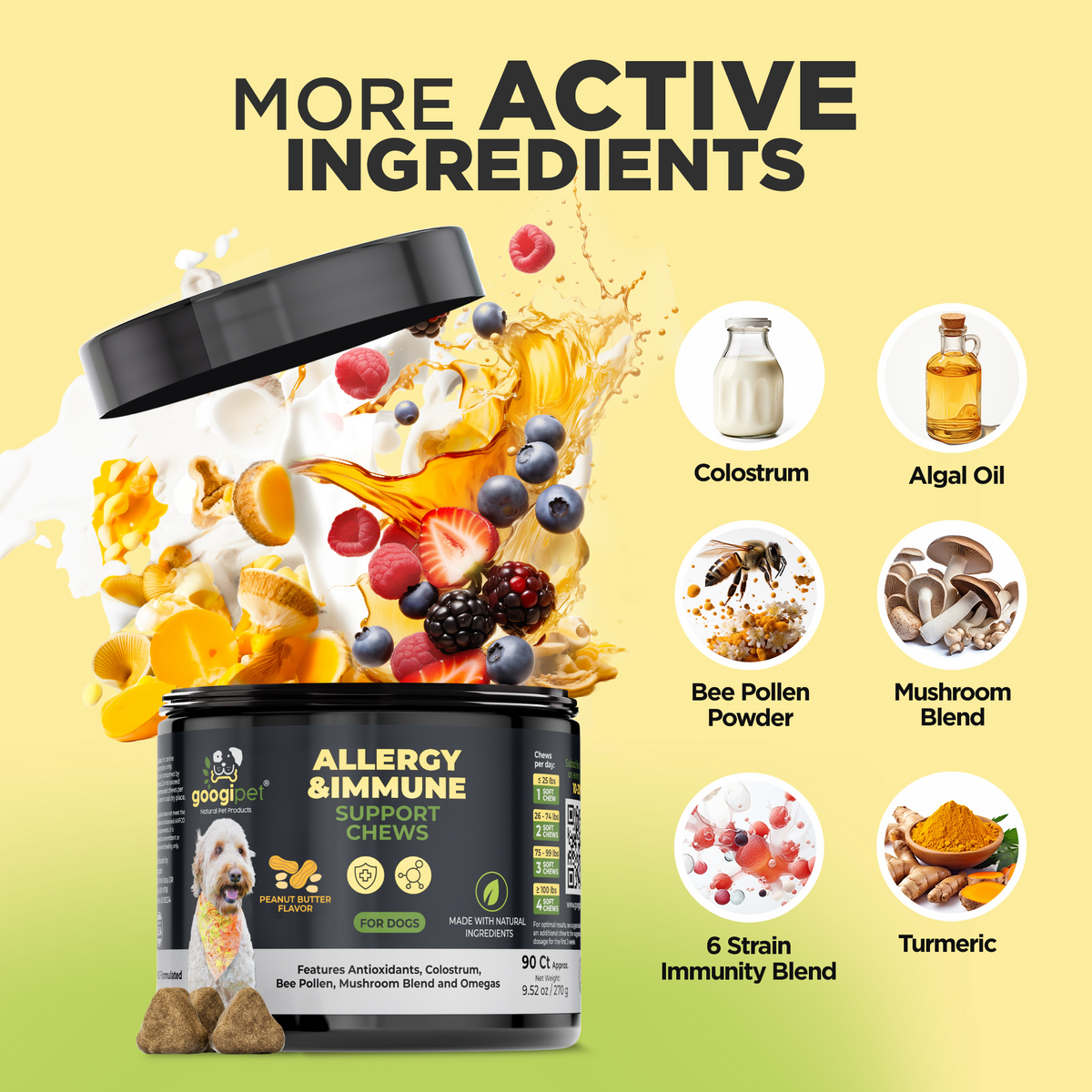 Friandises à Mâcher pour Chiens (Goût Beurre de Cacahuète) – Soutien Allergies & Immunité