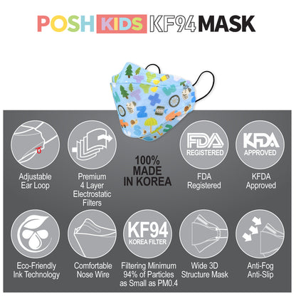 POSH KIDS KF94 Small Mask Little Letters - Blue (KA09)