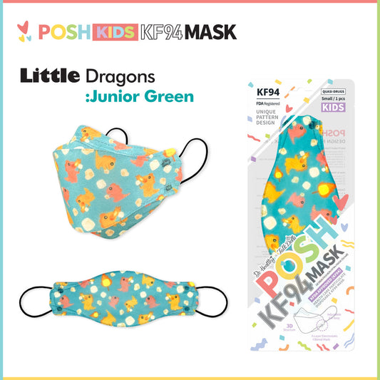 POSH KIDS KF94 Small Mask Little Dragons - Junior Green (KA16)