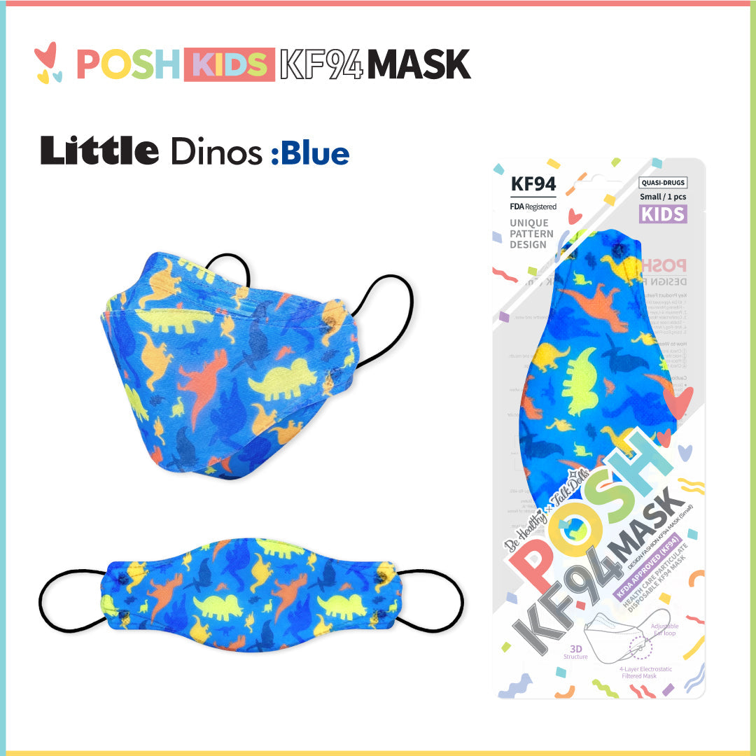 POSH KIDS KF94 Small Mask Little Dinos - Blue (KA18)