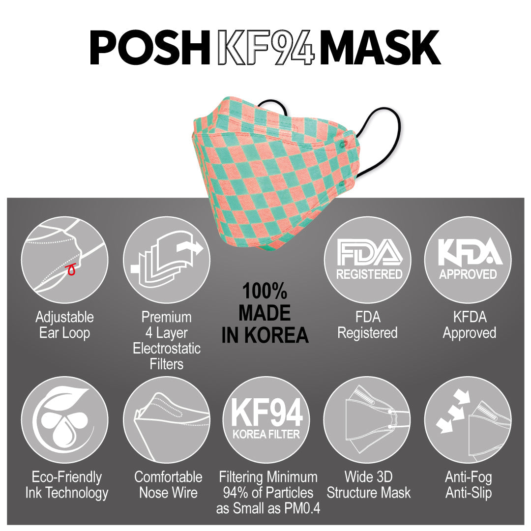 POSH KF94 Mask Bubble Gum and Cotton Candy Checkerboard (A08)
