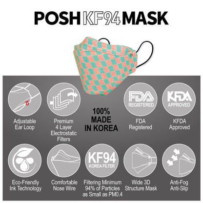 POSH KF94 Mask Bubble Gum and Cotton Candy Checkerboard (A08)
