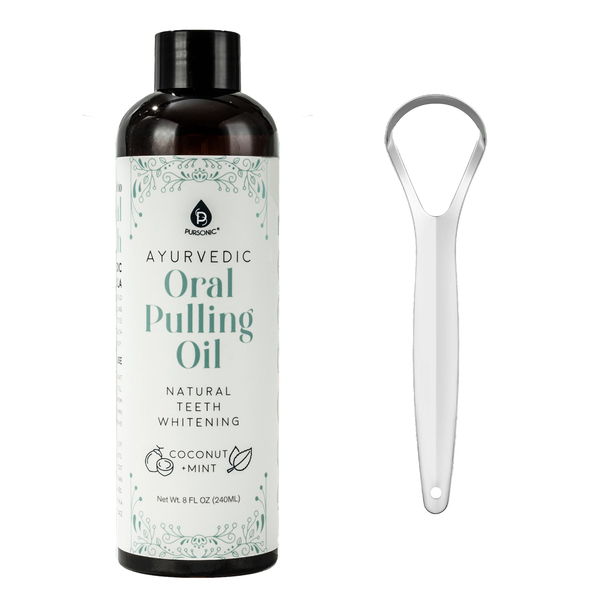 Oral Pulling Oil with Tongue Scraper
