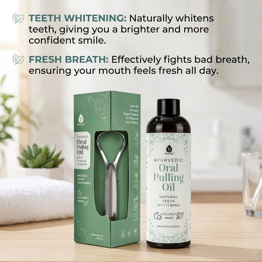 Oral Pulling Oil with Tongue Scraper