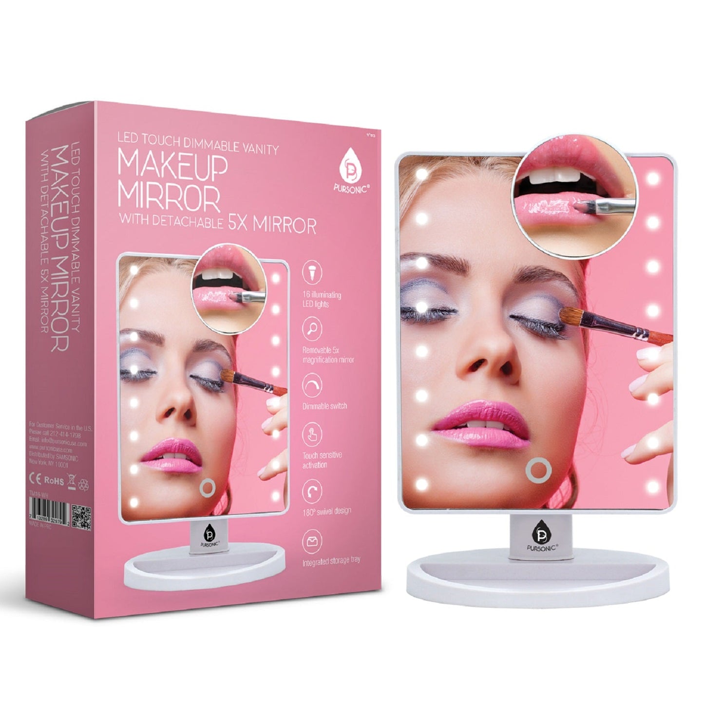 Espejo de maquillaje con luz LED