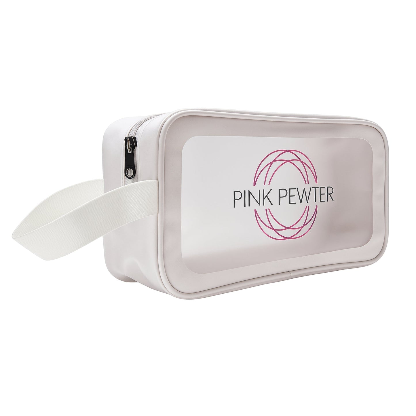 Bolsa de viaje transparente de peltre rosa