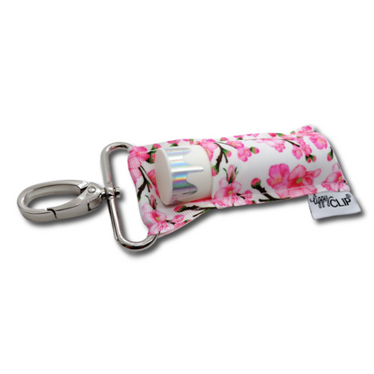 Pink Cherry Blossoms LippyClip KISS for larger lip balms, essential oil rollers, etc.