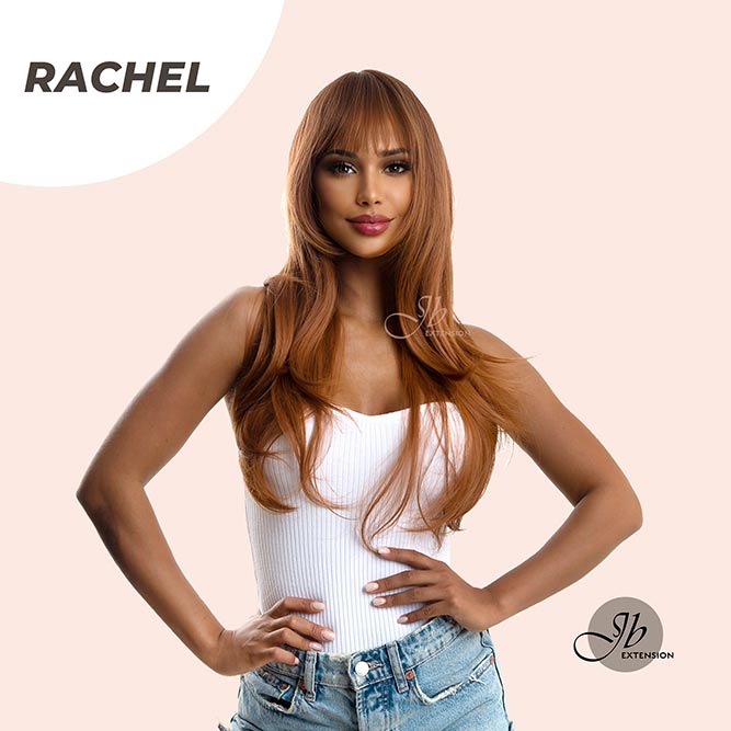 JBEXTENSION 24 Inches Body Wave Copper Wig With Bangs RACHEL