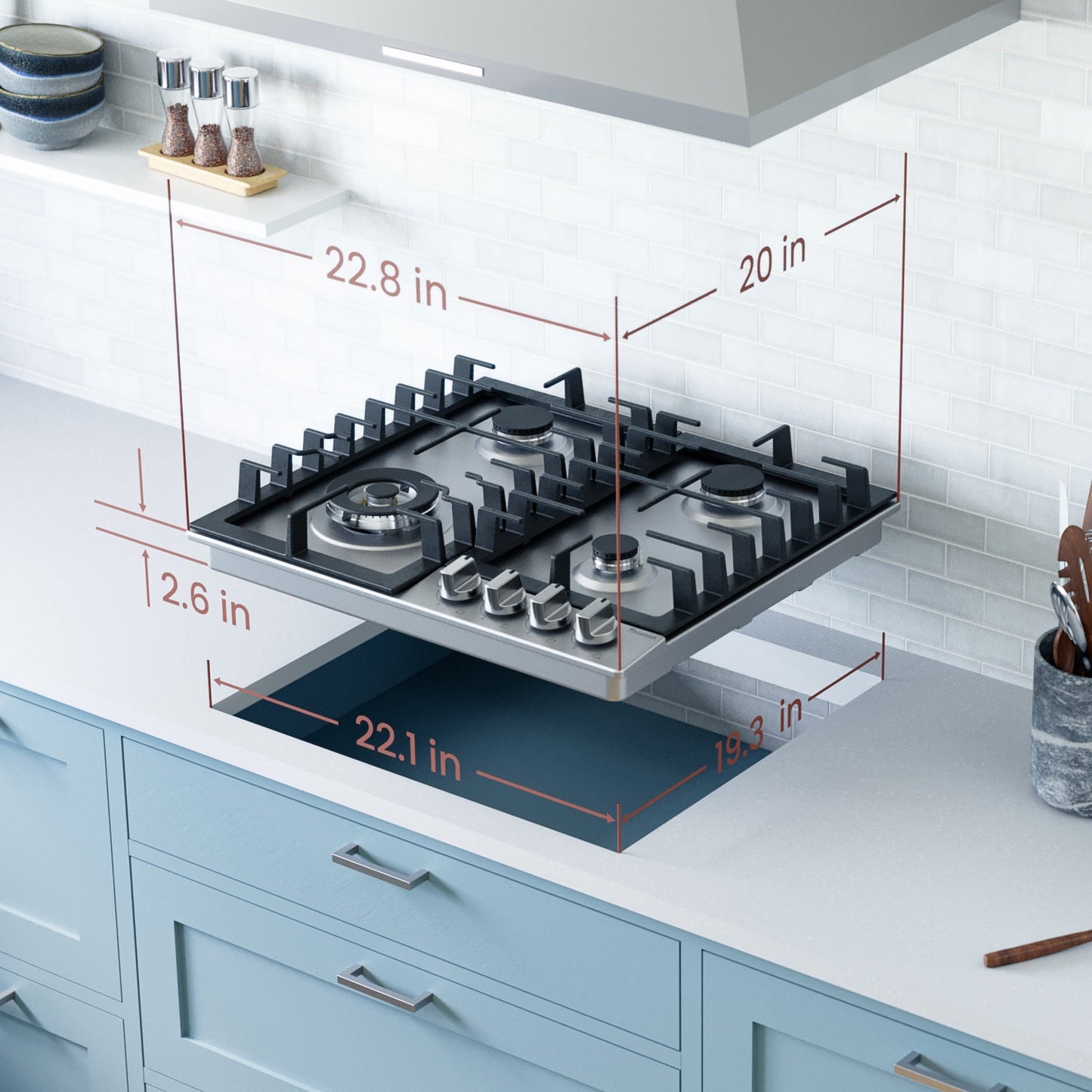 Rangaire 24" Gas Cooktop 4 Burners Stainless Steel RCG241S