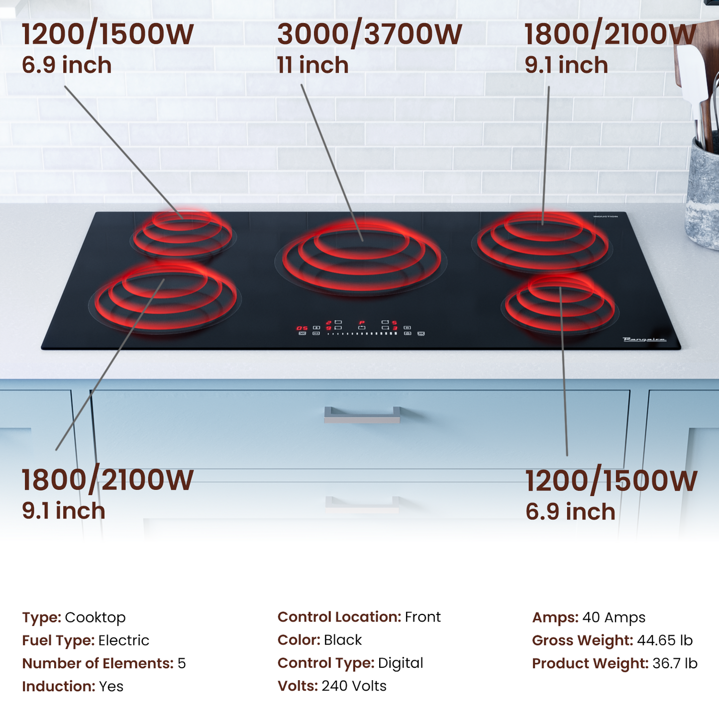 Rangaire 36" Induction Cooktop 5 Burners RCI361S