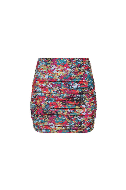 Rio Ruched Mini Skirt Red Confetti