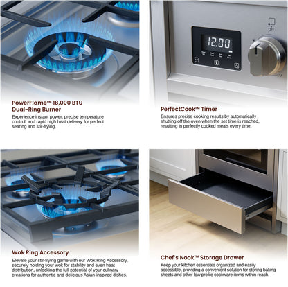 Rangaire 24" Gas Range Convection Oven Freestanding Stainless Steel RRG241TS