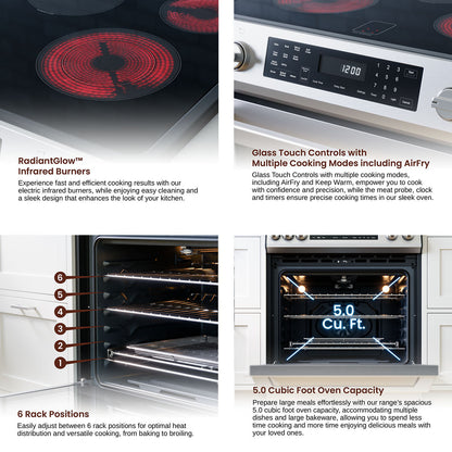 Rangaire 30" Electric Range Self-cleaning Air Fry True Convection Oven Slide-in Stainless Steel RRE303GS