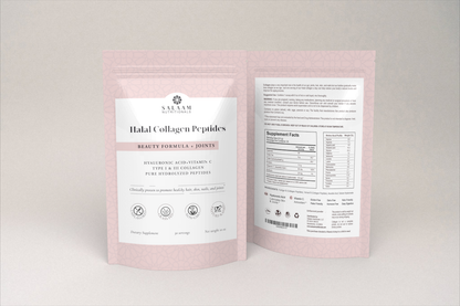 Pure Halal Collagen Hydrolyzed Peptides Type 1 & 3 Powder - With Vitamin C & Hyaluronic Acid | Salaam Nutritionals