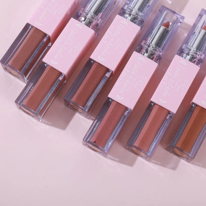 Combo de lápiz labial y brillo labial 2 en 1