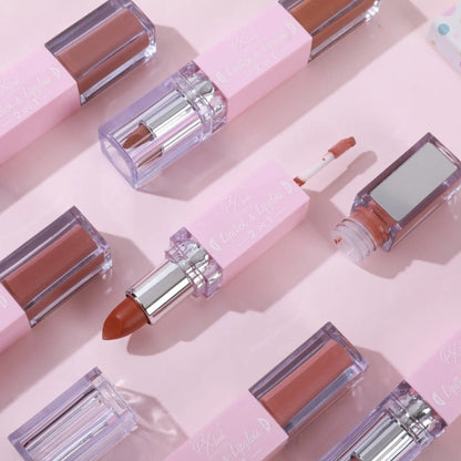 Combo de lápiz labial y brillo labial 2 en 1