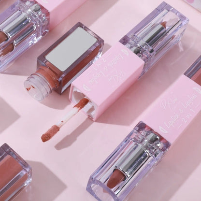 Combo de lápiz labial y brillo labial 2 en 1
