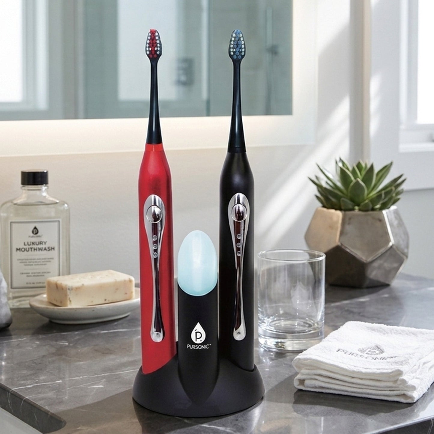 Cepillo de dientes eléctrico de doble mango con desinfectante UV