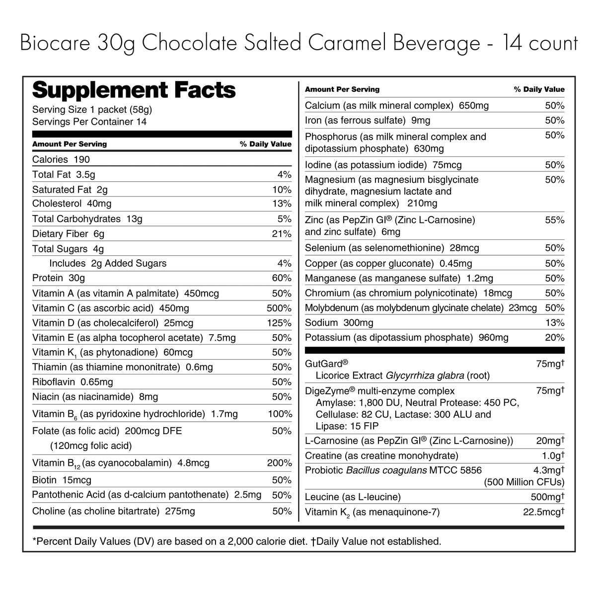 Bebida dietética Biocare de chocolate con caramelo salado y proteína (30 g) (14 porciones)