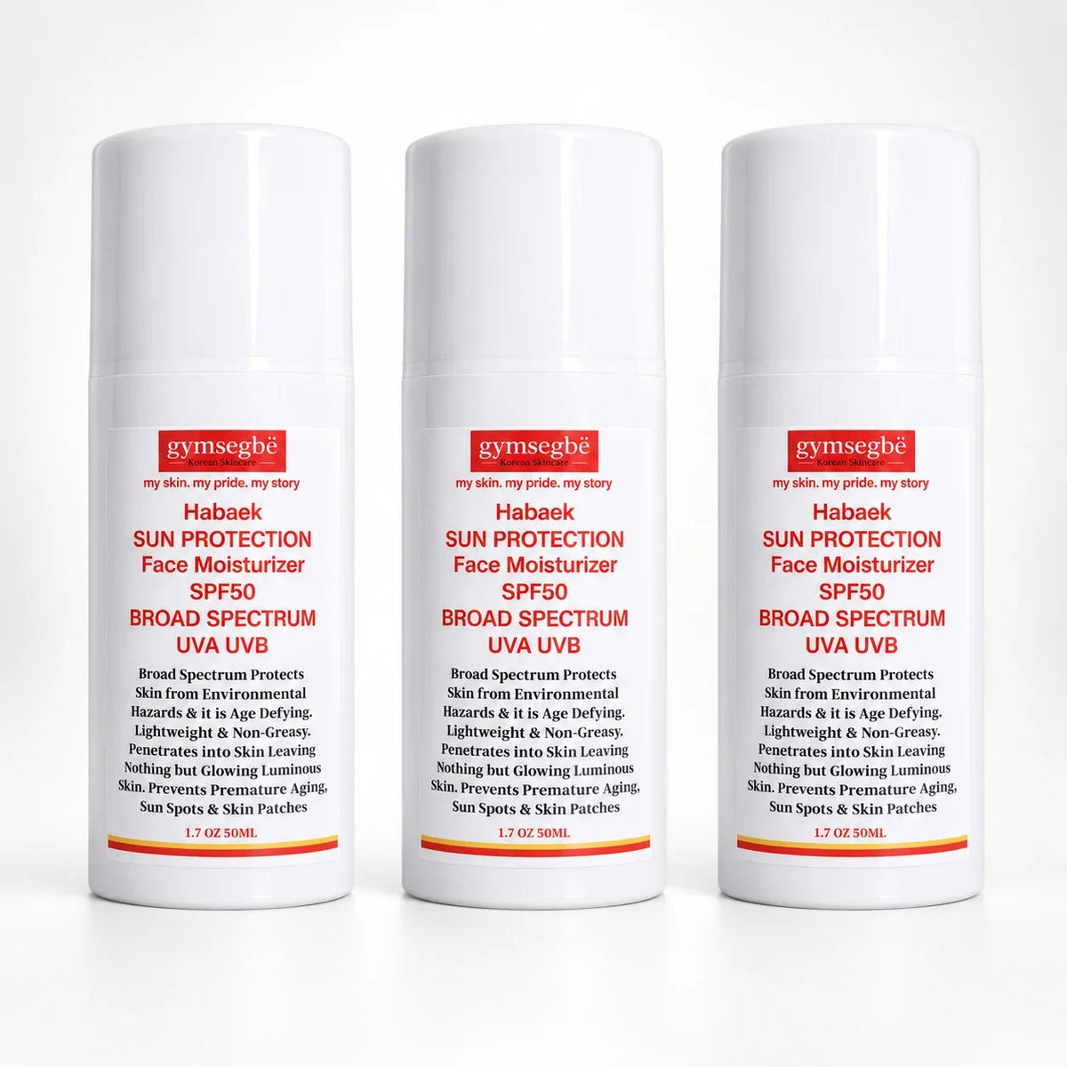 Habaek Sun Protection Face Moisturizer SPF50 | Peptides | Niacinamide