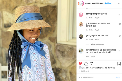 Palmetto Girl’s Hat - Long & Thin French Blue Grosgrain Ribbon