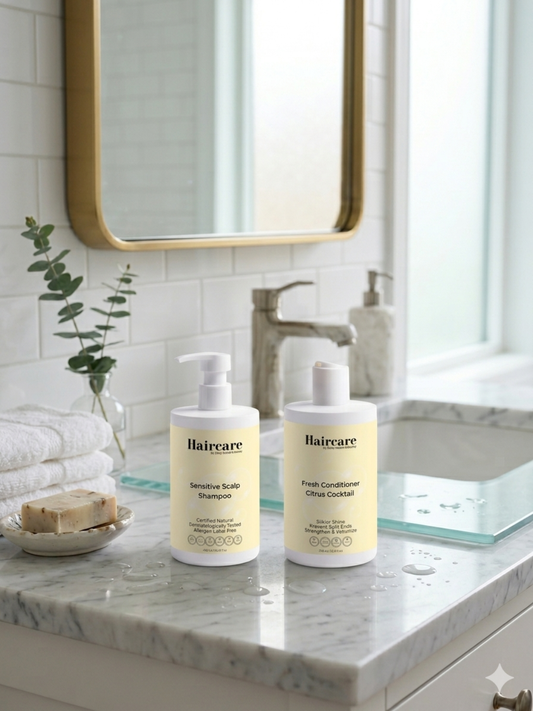Sensitive Scalp Shampoo & Fresh Citrus Conditioner bundle — certified natural, vegan & nut-free