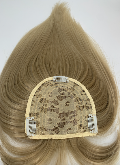JBEXTENSION Clip in Topper Hair Piece Hair with Bangs for Women Clip in Top Crown Hair Clip on Toupee Hairpiece for Slight Hair Loss/Thinning Hair 14 Inch