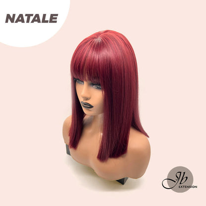 JBEXTENSION 14 Inches Red Color Straight Wig With Bangs NATALE