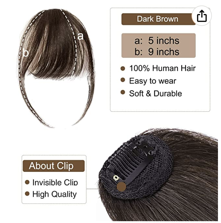JBextension Air Bangs Hair Clip in Bangs for Women 100% Human Hair Wispy Bangs Fringe with Temples Hairpieces Clip on Air Bangs Flat Neat Bangs Hair Extension for Daily Wear
